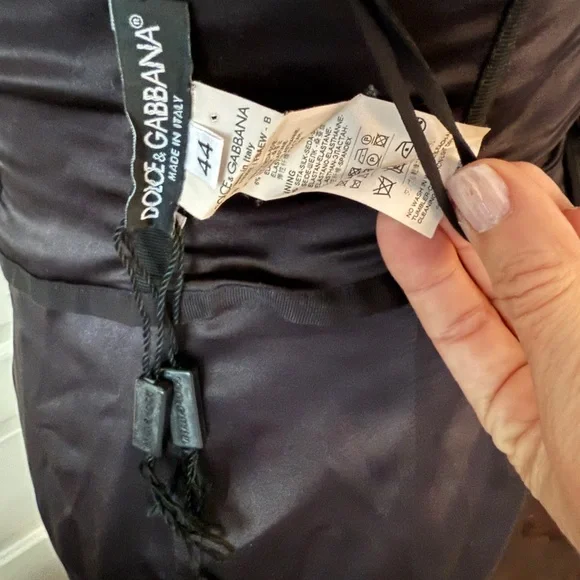 Dolce & Gabbana Black and White Ruched Strapless Bodycon Polkadot Dress - Picture 4 of 6